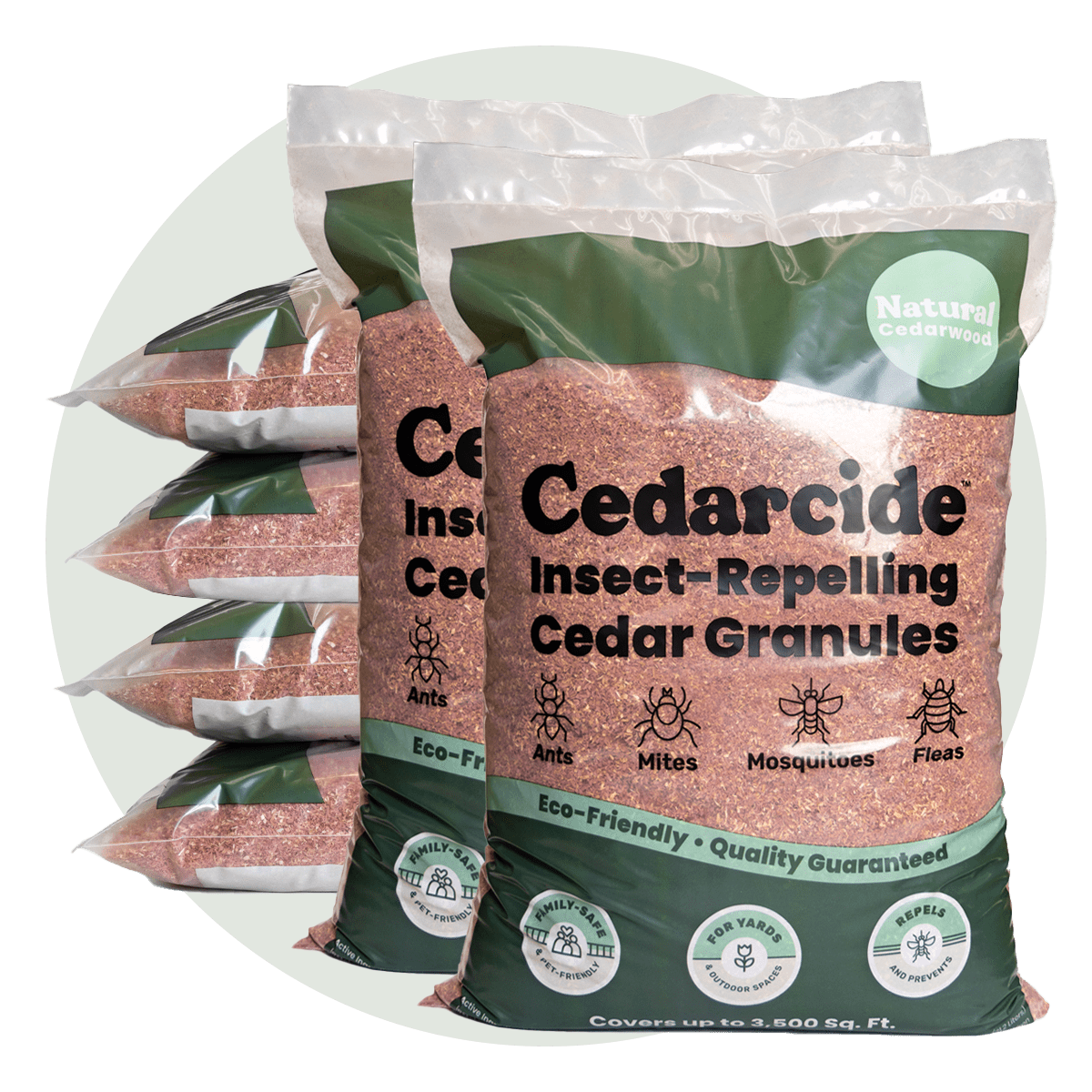 six bags of cedar granules for pest control