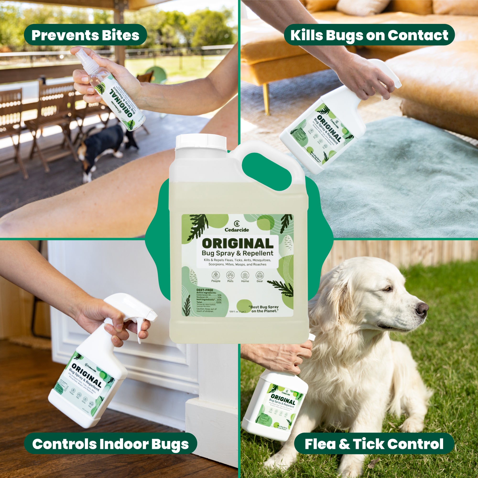 Cedarcide Indoor/Outdoor Kit (Medium) Contains Original Biting Insect Spray Quart + PCO Choice Cedar Oil Concentrate Lawn Bug Spray - Thumbnail 5